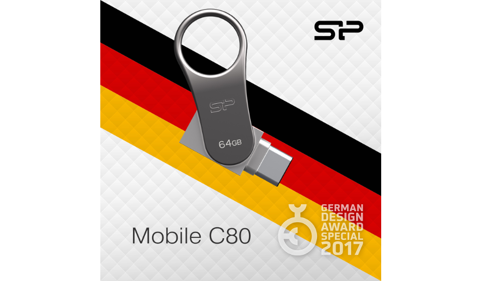 業界首獲肯定 經典設計德國留名 SP廣穎電通Type-C雙用隨身碟Mobile C80 榮獲德國國家設計獎