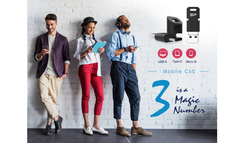 搭載3介面 傳輸無極限 SP廣穎電通推出全新三用OTG隨身碟－Mobile C50