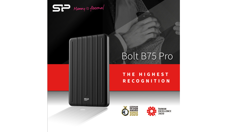 SP廣穎電通Bolt B75 Pro獲德國國家設計獎、台灣精品獎雙料肯定