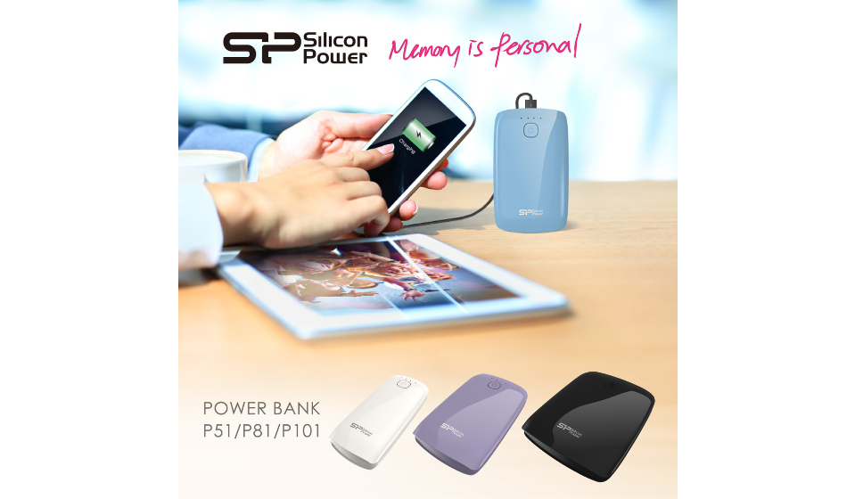 SP廣穎電通推出多款大容量時尚行動電源Power P51/P81/P101 電力十足 歡樂即刻滿足