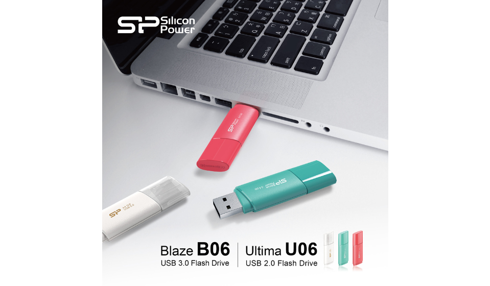 SP廣穎電通 USB 2.0 Ultima U06 & USB 3.0 Blaze B06隨身碟- 完美13.14° 帶您感受記憶的溫度